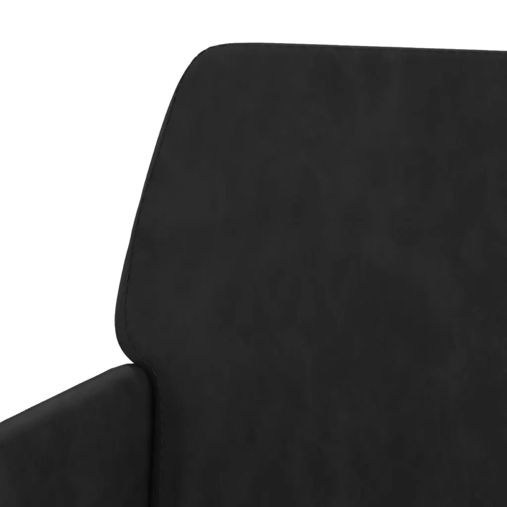 Upholstered Velvet Bench Padded Seat Armrests Metal Frame Black Lounge Chair