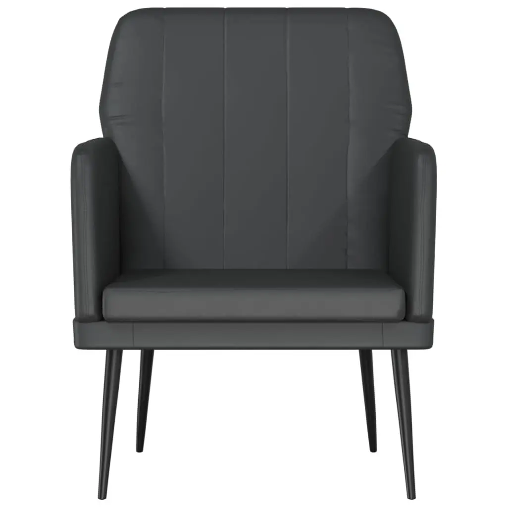 Black Faux Leather Armchair Metal Frame Relaxation Chair Padded Living Room Seat