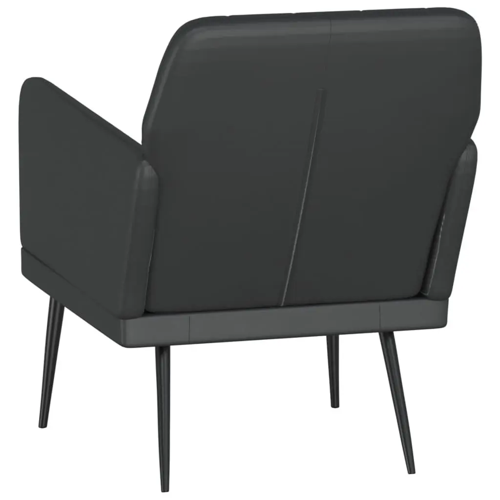 Black Faux Leather Armchair Metal Frame Relaxation Chair Padded Living Room Seat