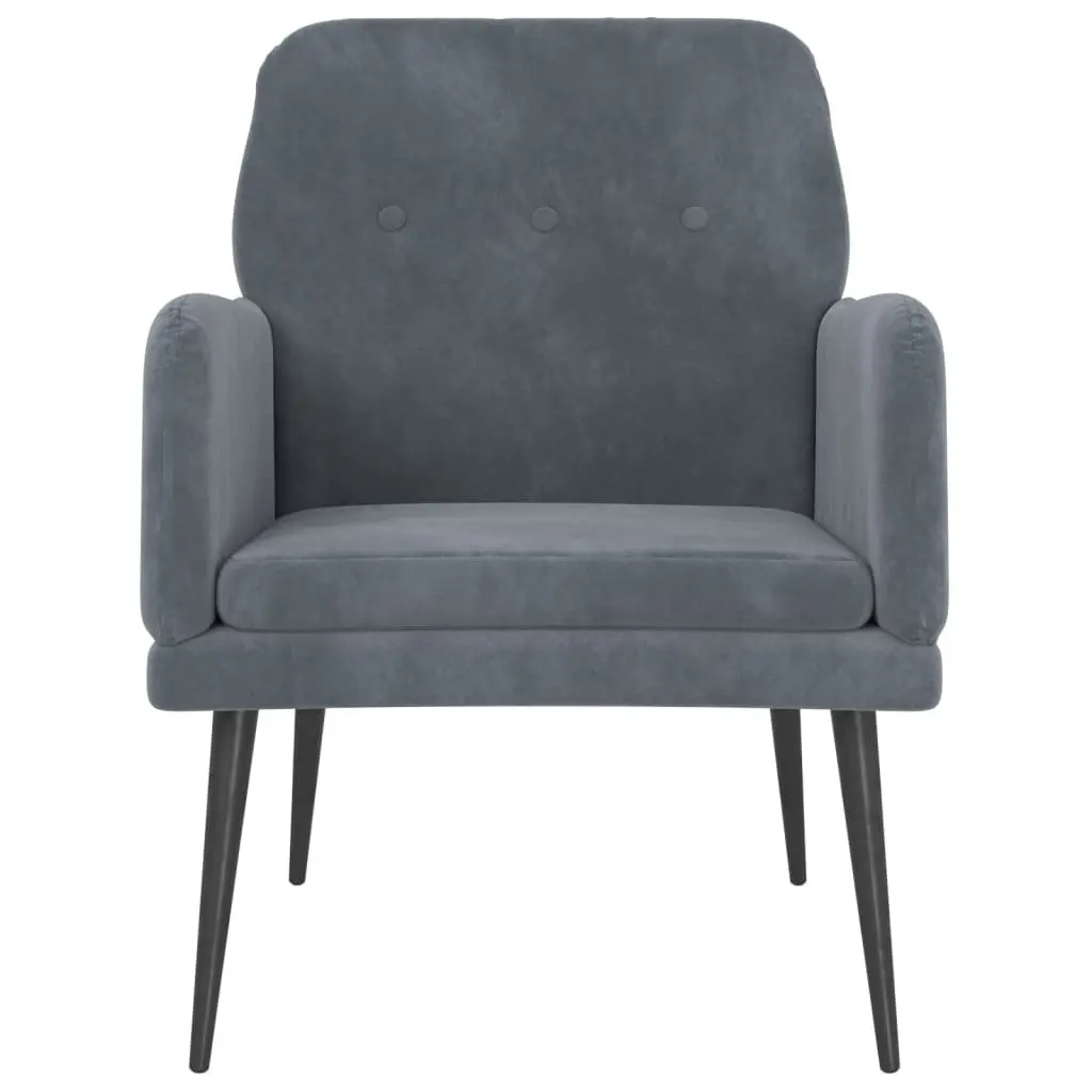 Armchair Dark Grey Velvet Upholstered Lounge Chair Relaxation Seating