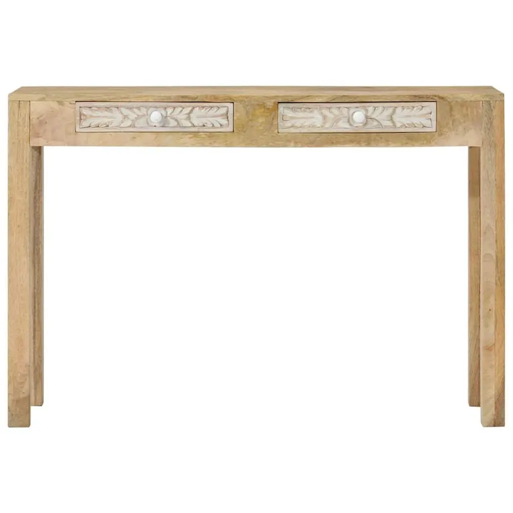 Console Table Solid Mango Wood 110cm Brown 2 Drawer Storage Entryway