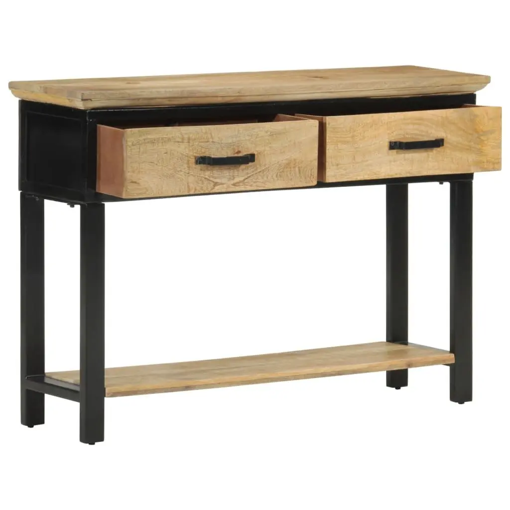 Console Table Solid Mango Wood 110cm x 30cm x 75cm Brown 2 Drawers Shelf Modern Storage Entryway