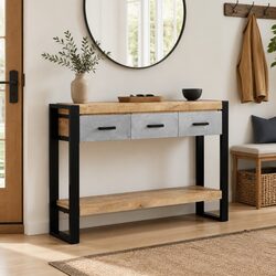 Console Table 110x30x76cm Solid Mango Wood Entryway Hall Side Table with Drawers