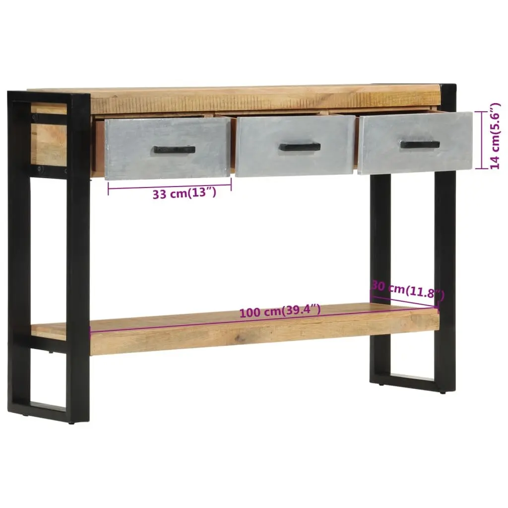 Console Table Solid Mango Wood 110x30x76cm Brown with 2 Drawers and 1 Shelf
