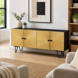 Solid Mango Wood TV Cabinet for Practical Home Use