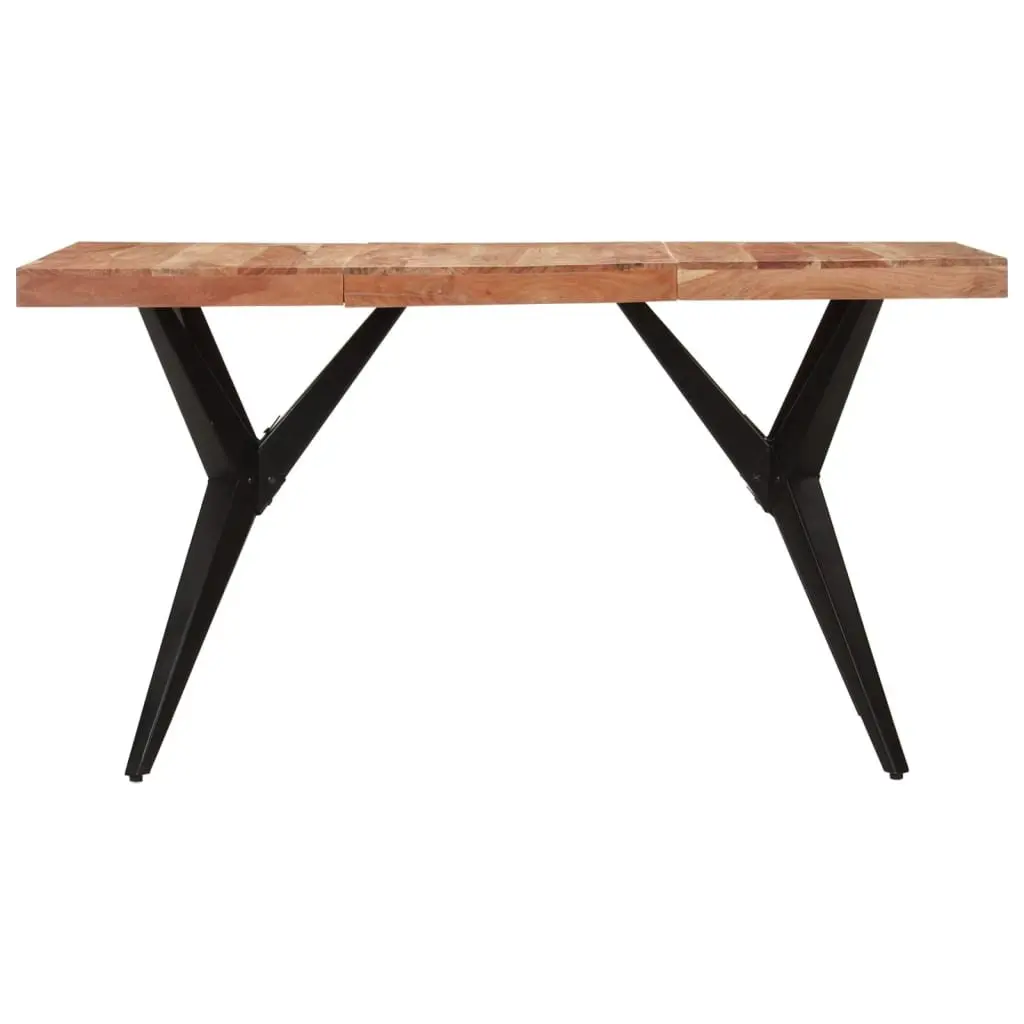 Dining Table Solid Acacia Wood 140x70x76cm Black Iron Frame Industrial