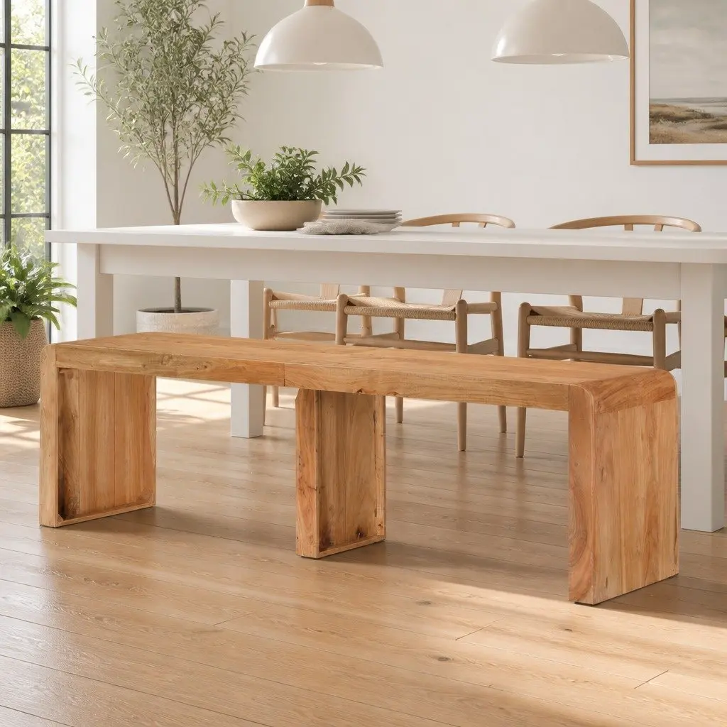Wooden Bench Solid Acacia 160x38x45 cm Brown Rustic Farmhouse Style