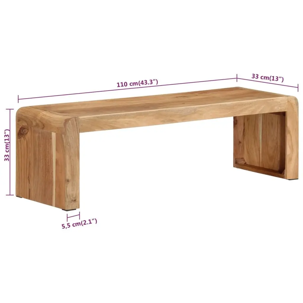 TV Stand Rustic Style Solid Acacia Wood 110x33x33 cm Brown Living Room Media Unit