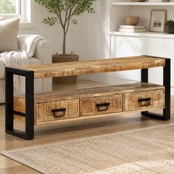 Brown Mango Wood TV Cabinet 120x30x45 cm