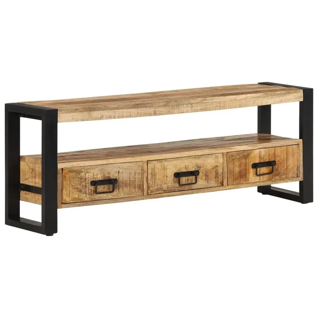 Solid Wood TV Cabinet Mango 120x30x45 cm Brown Media Storage Unit Drawers