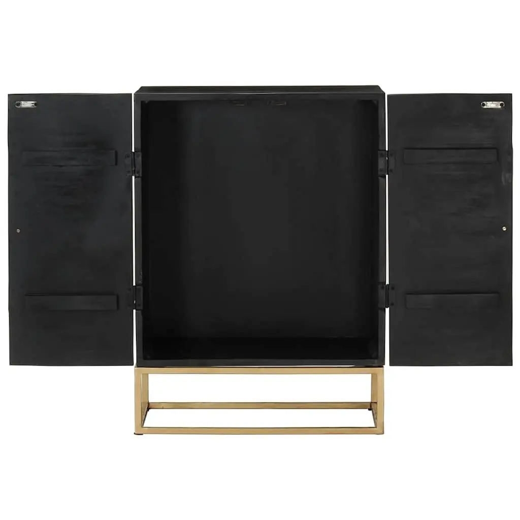Solid Wood Sideboard Storage Cabinet Black Industrial Design Living Room