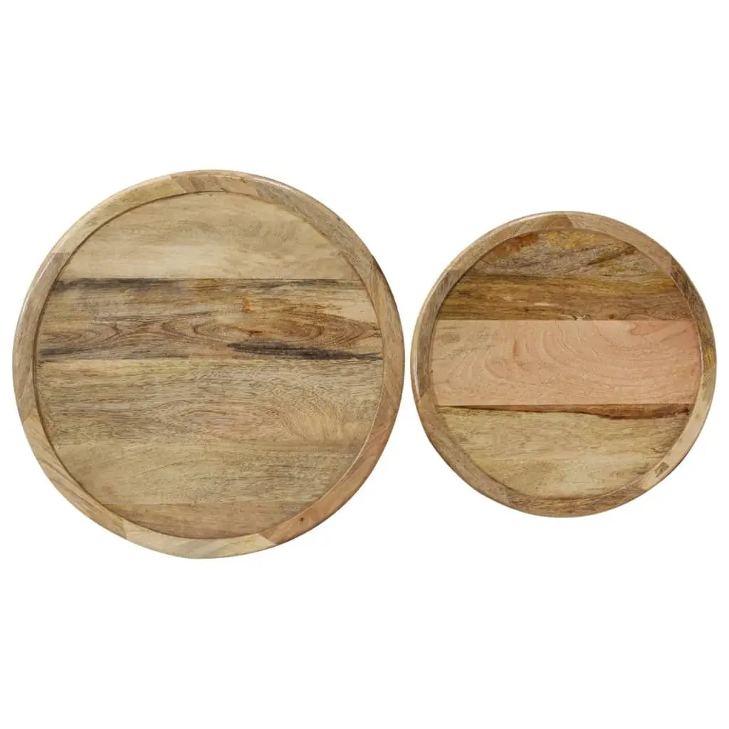 2 Piece Coffee Table Set Solid Mango Wood Brown