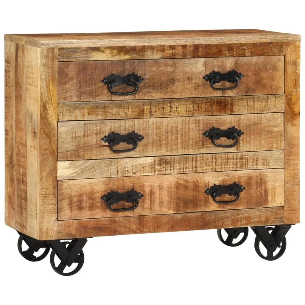 Sideboard with 3 Drawers Storage Cabinet Solid Mango Wood Furniture Brown