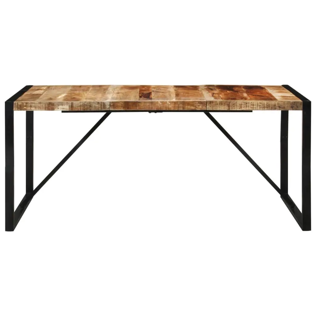 Dining Table Solid Mango Wood 175x90x76 cm Brown Metal Frame