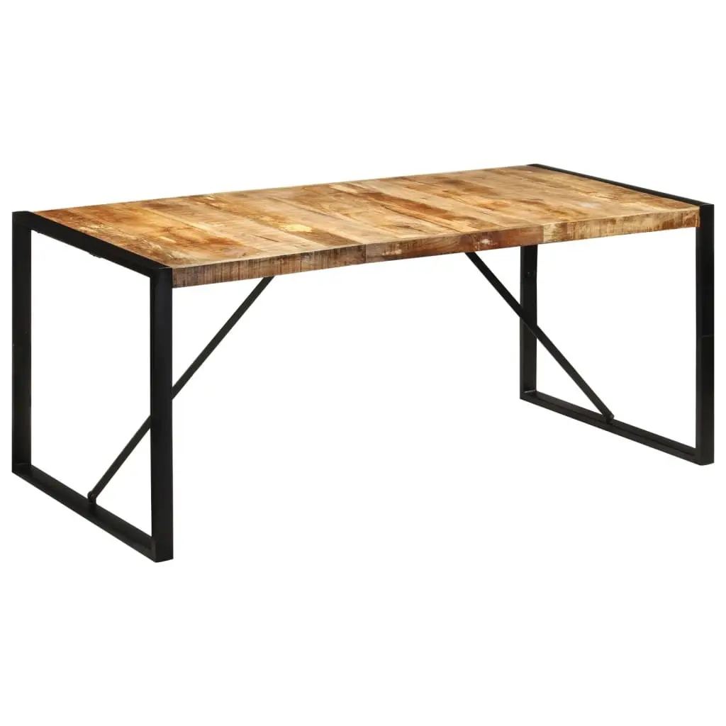 Dining Table Solid Mango Wood 175x90x76 cm Brown Metal Frame