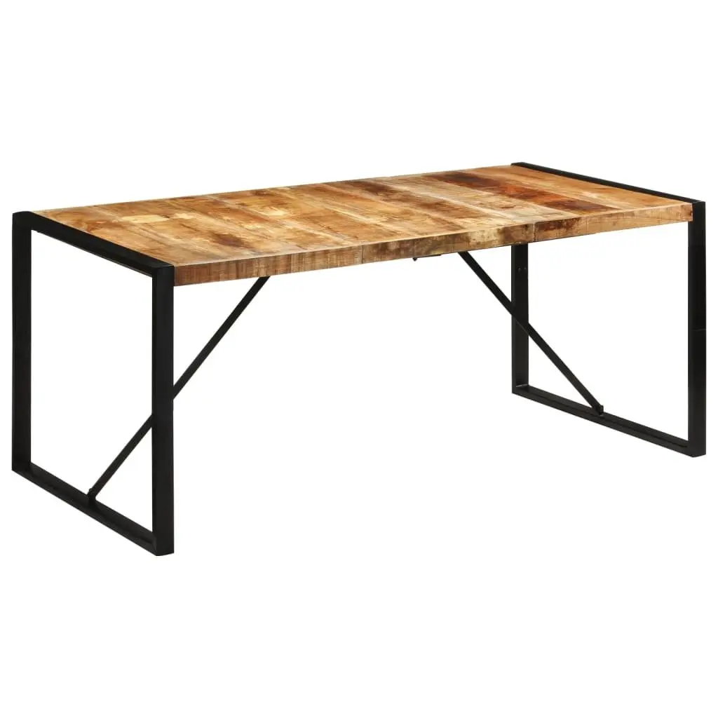 Dining Table Solid Mango Wood 175x90x76 cm Brown Metal Frame