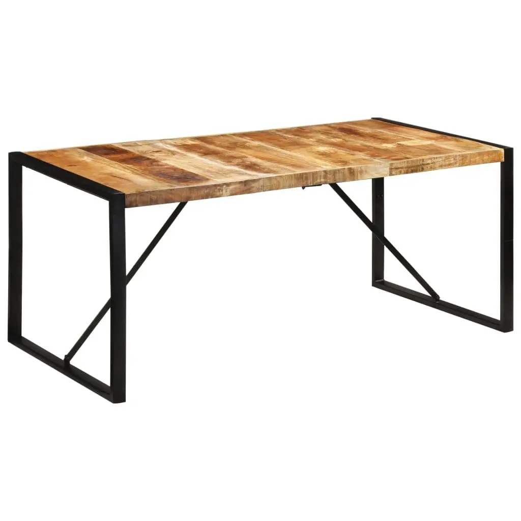 Dining Table Solid Mango Wood 175x90x76 cm Brown Metal Frame