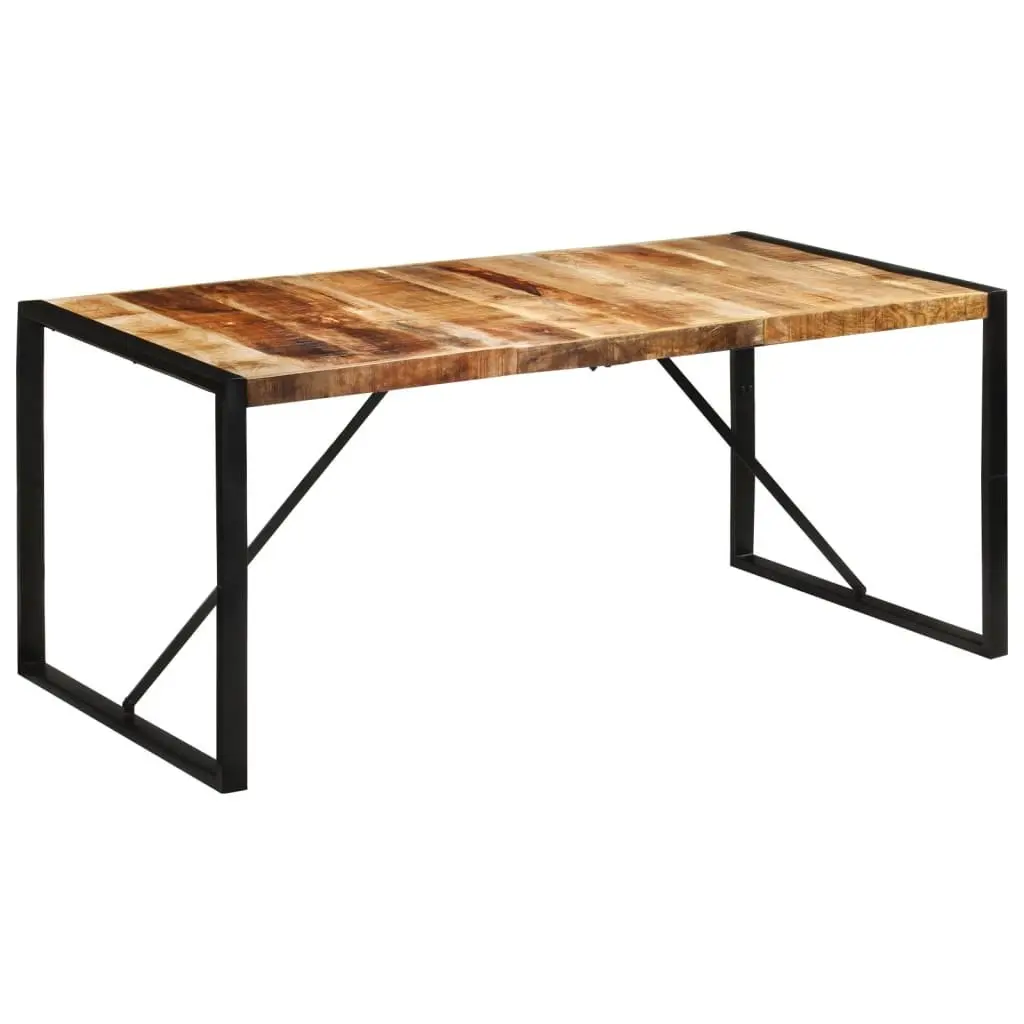 Dining Table Solid Mango Wood 175x90x76 cm Brown Metal Frame