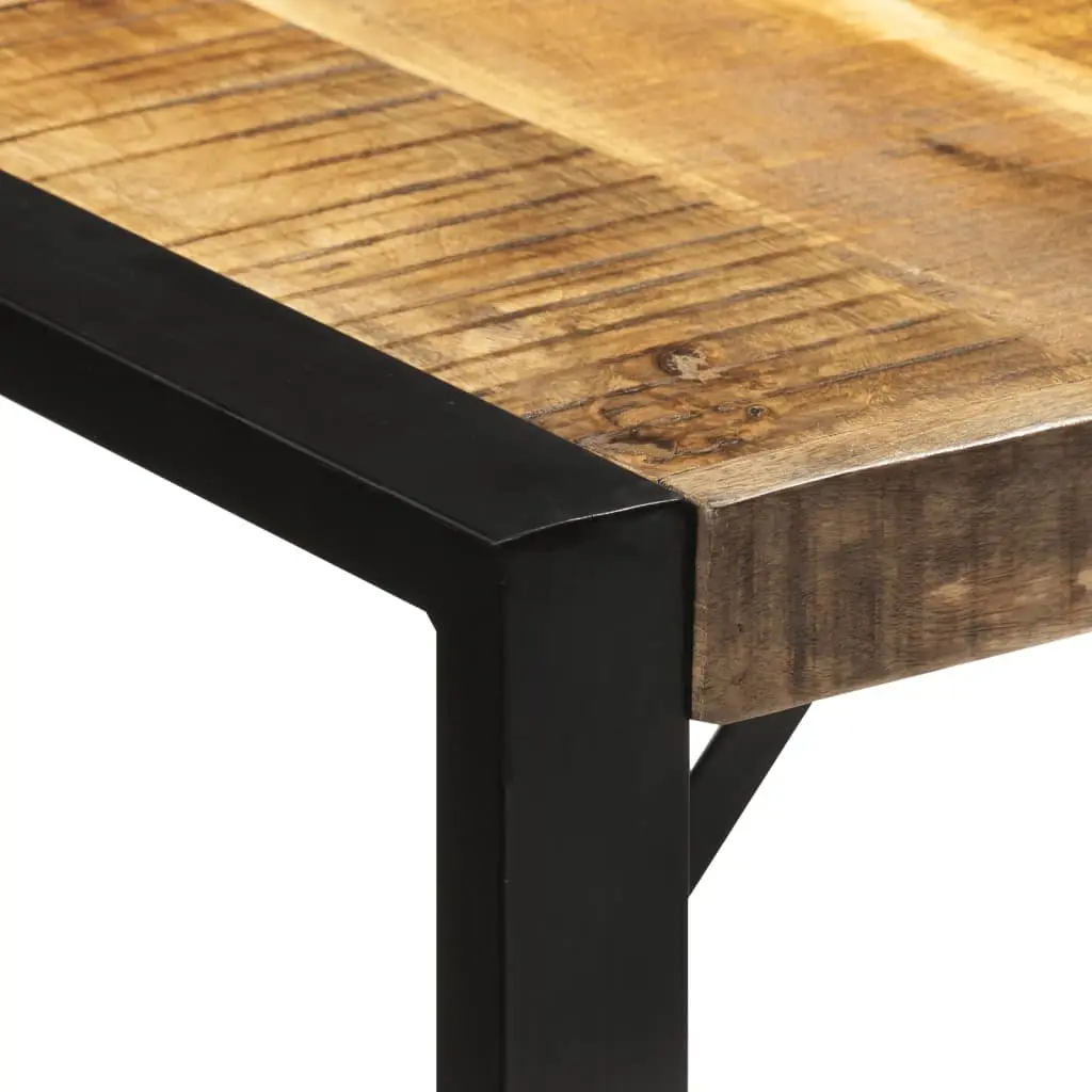 Dining Table Solid Mango Wood 175x90x76 cm Brown Metal Frame