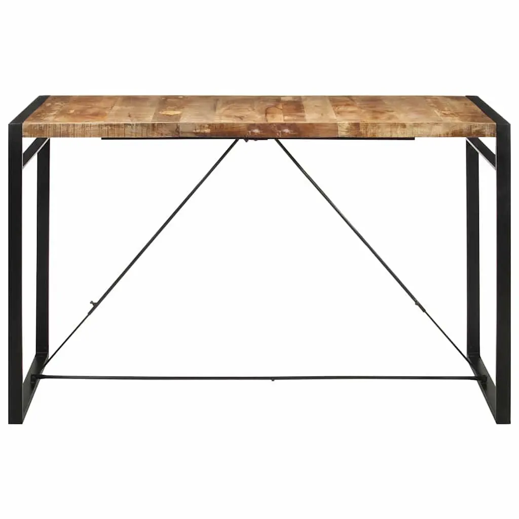 Bar Table Brown Solid Mango Wood with Metal Frame 175x90x110 cm for Kitchen Dining Space