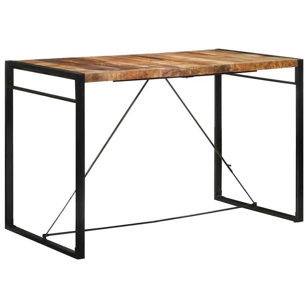 Bar Table Brown Solid Mango Wood with Metal Frame 175x90x110 cm for Kitchen Dining Space