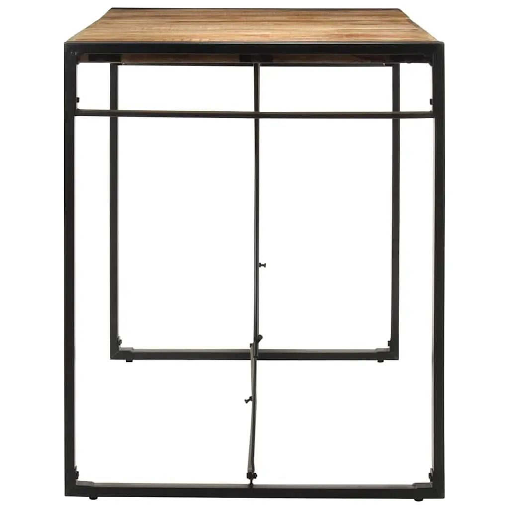 Bar Table Brown Solid Mango Wood with Metal Frame 175x90x110 cm for Kitchen Dining Space