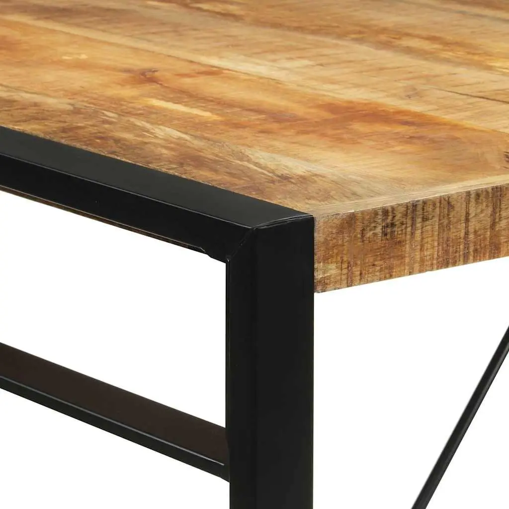Bar Table Brown Solid Mango Wood with Metal Frame 175x90x110 cm for Kitchen Dining Space