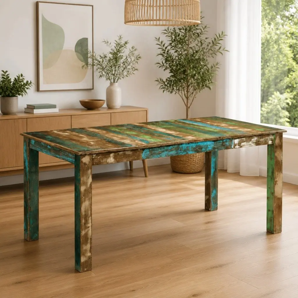 180x90x76 cm Dining Table in Reclaimed Wood