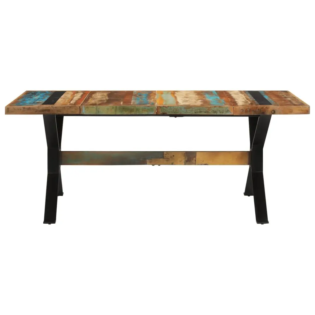 Dining Table Vintage Brown Solid Reclaimed Wood 180x90x73cm Metal Frame Kitchen