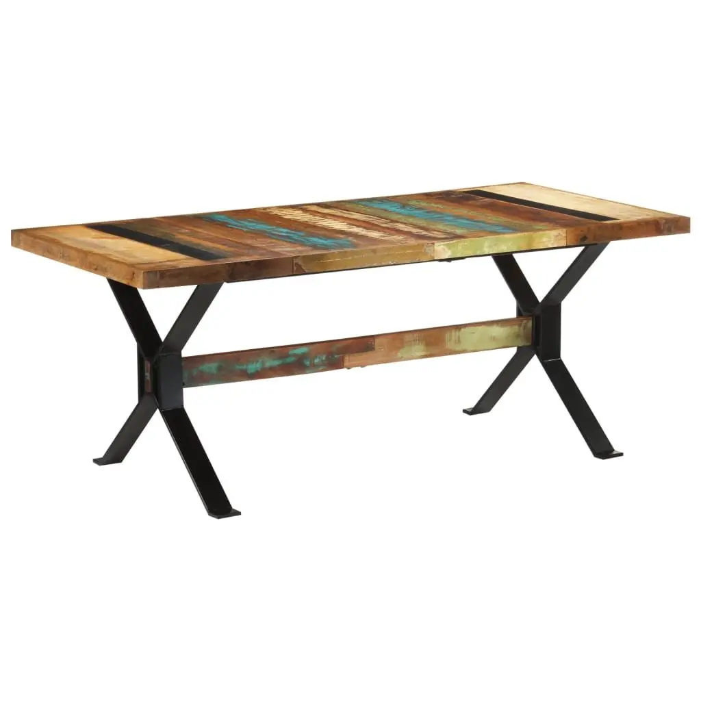 Dining Table Vintage Brown Solid Reclaimed Wood 180x90x73cm Metal Frame Kitchen