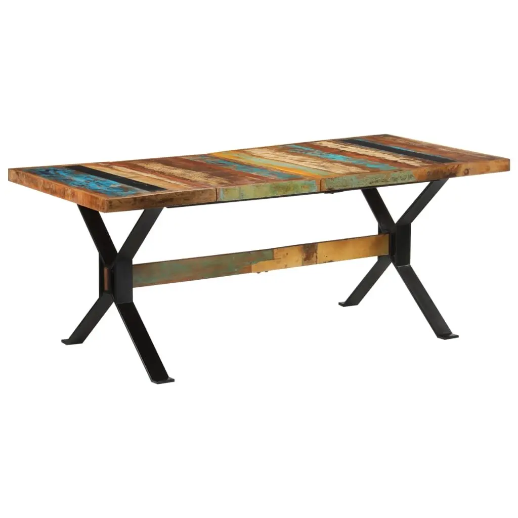 Dining Table Vintage Brown Solid Reclaimed Wood 180x90x73cm Metal Frame Kitchen
