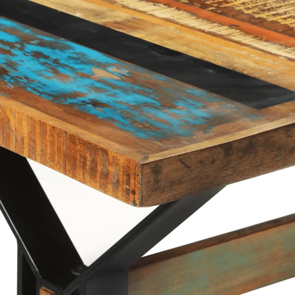 Dining Table Vintage Brown Solid Reclaimed Wood 180x90x73cm Metal Frame Kitchen