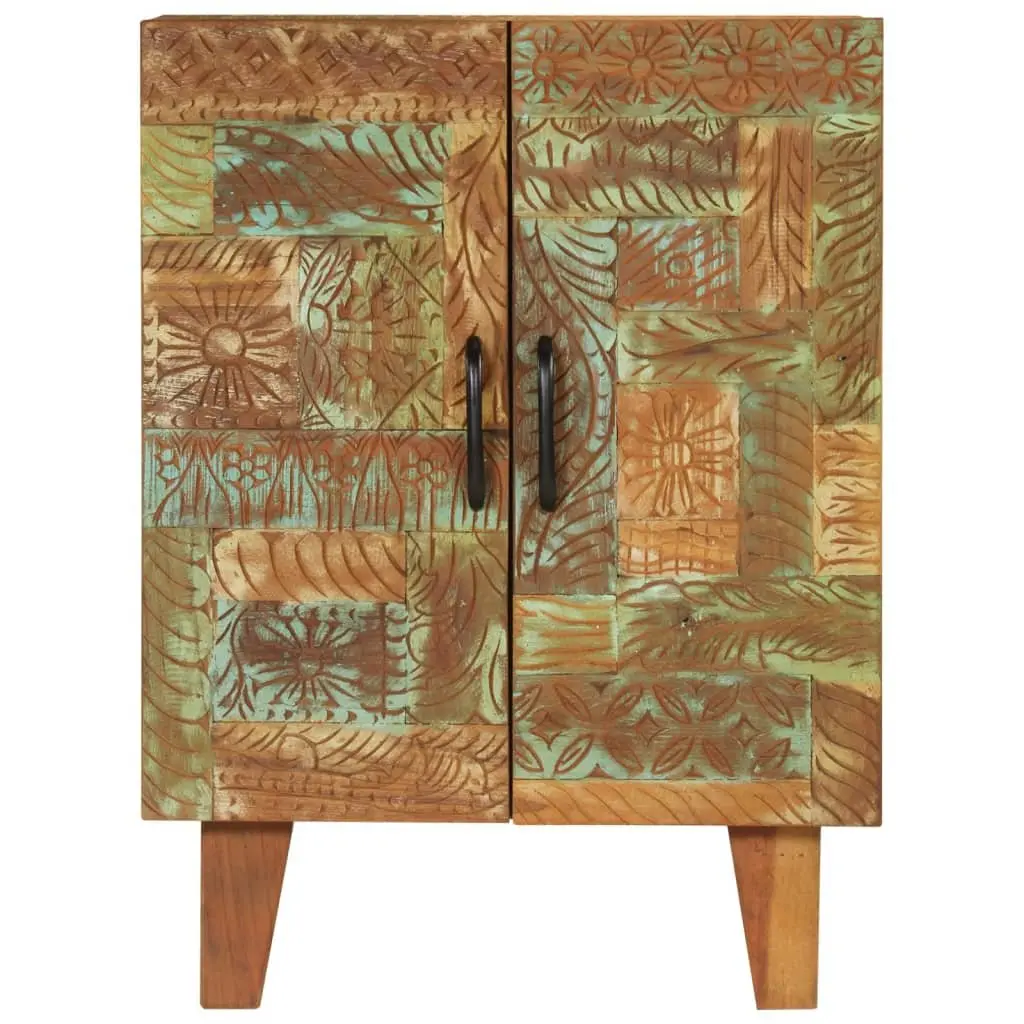 Hand Carved Wooden Sideboard Cabinet Reclaimed Wood Storage Accent Furniture