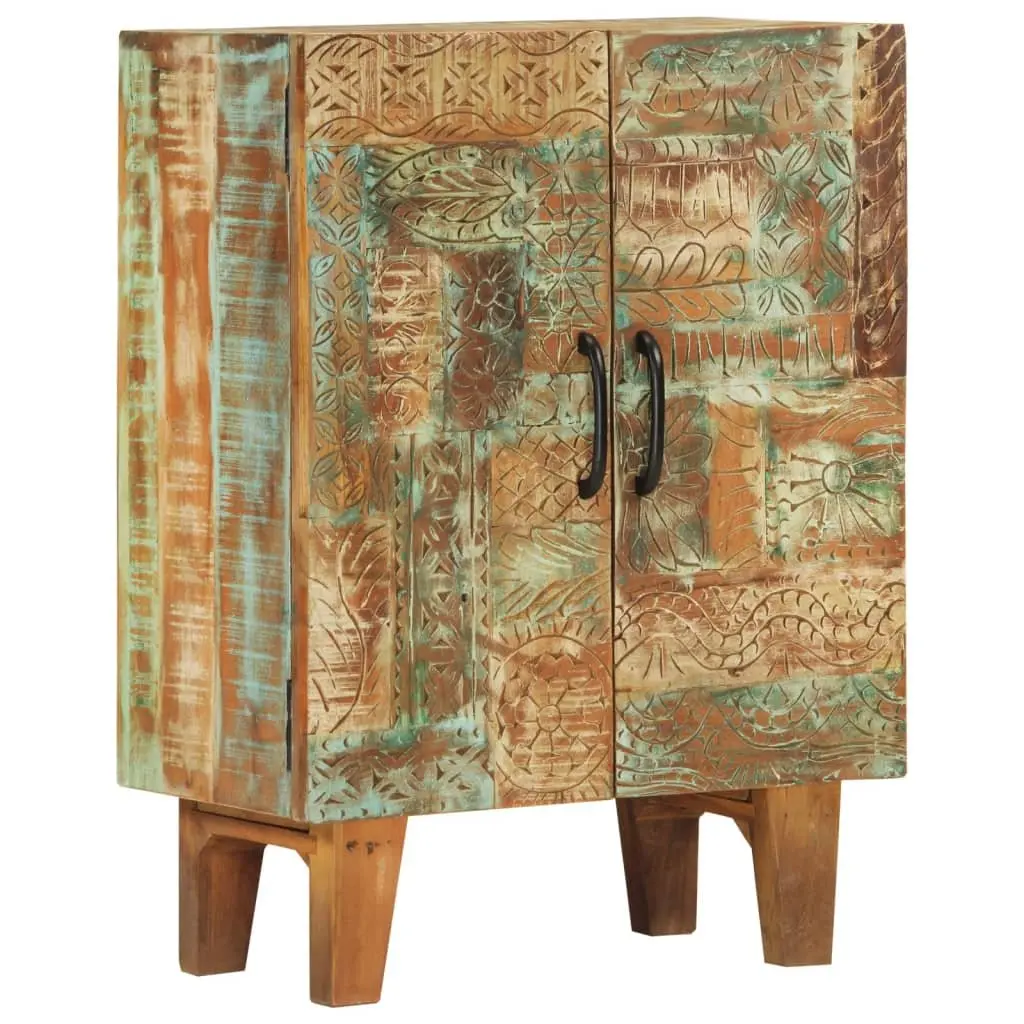 Hand Carved Wooden Sideboard Cabinet Reclaimed Wood Storage Accent Furniture
