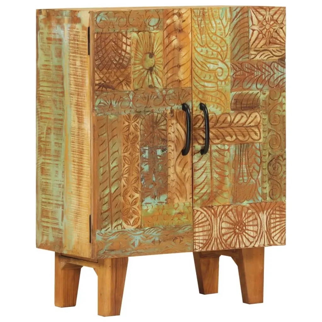 Hand Carved Wooden Sideboard Cabinet Reclaimed Wood Storage Accent Furniture