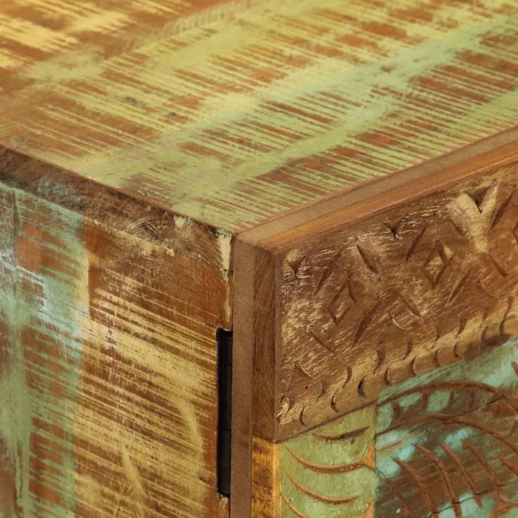 Hand Carved Wooden Sideboard Cabinet Reclaimed Wood Storage Accent Furniture