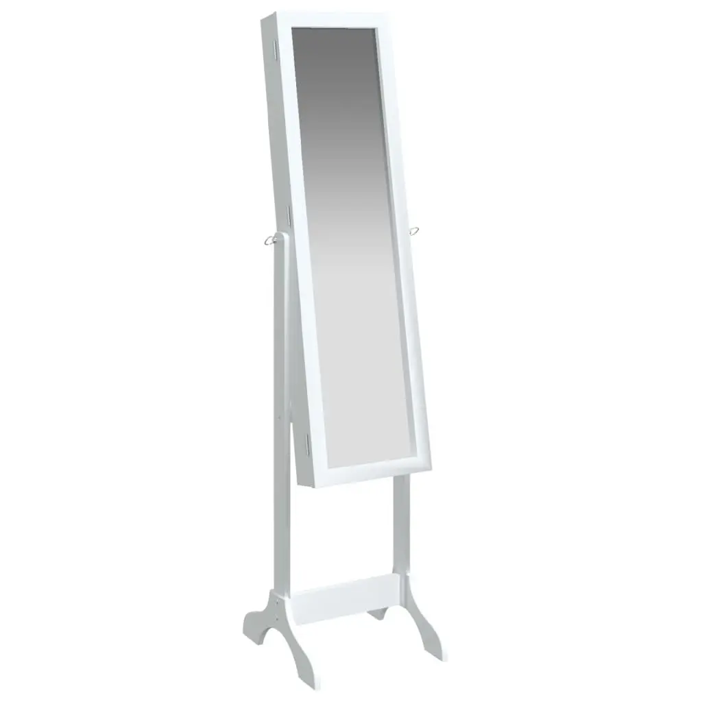 Floor Mirror White Engineered Wood Storage 34x37x146cm for Bedroom Hallway Dressing Room
