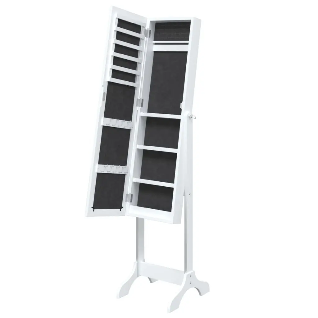 Floor Mirror White Engineered Wood Storage 34x37x146cm for Bedroom Hallway Dressing Room