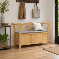 Solid Wood Fir Bench 107x45x75.5cm Brown Storage Entryway Hallway Seat