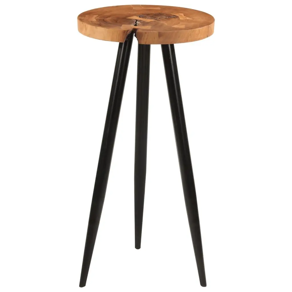 Log Bar Table Solid Wood Acacia Round Dining Kitchen Industrial Style Iron Legs