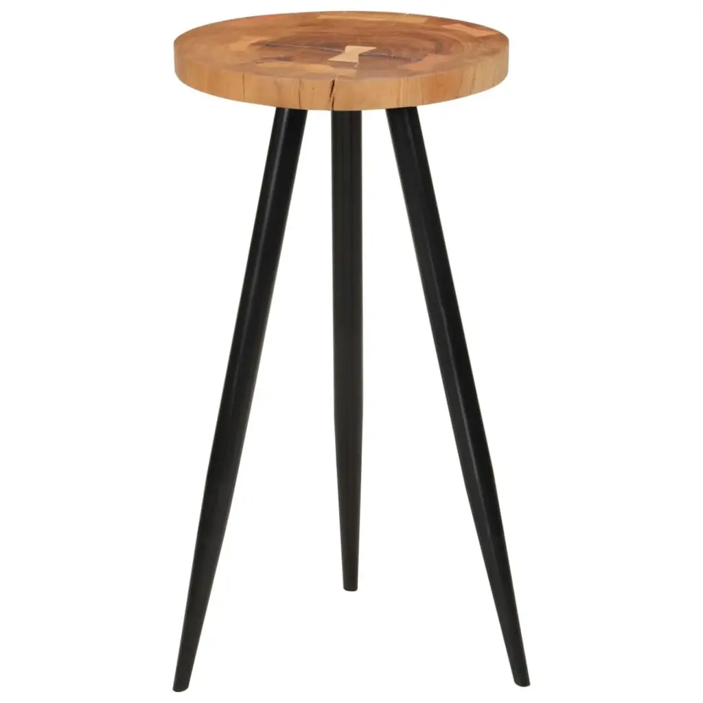 Log Bar Table Solid Wood Acacia Round Dining Kitchen Industrial Style Iron Legs