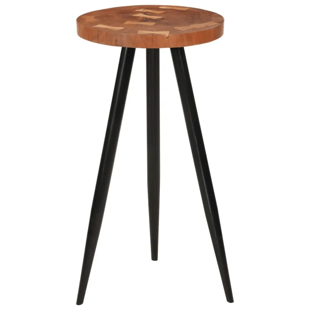 Log Bar Table Solid Wood Acacia Round Dining Kitchen Industrial Style Iron Legs