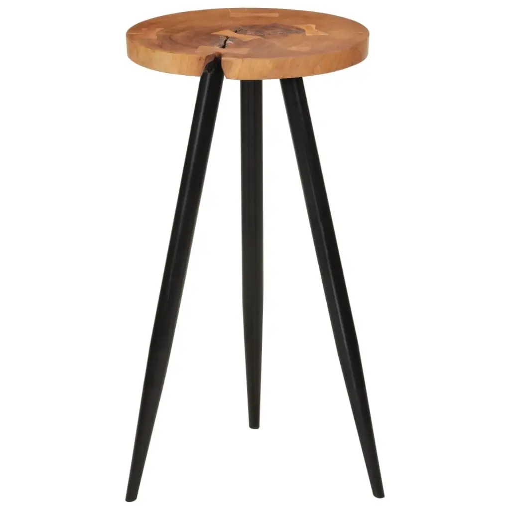 Log Bar Table Solid Wood Acacia Round Dining Kitchen Industrial Style Iron Legs