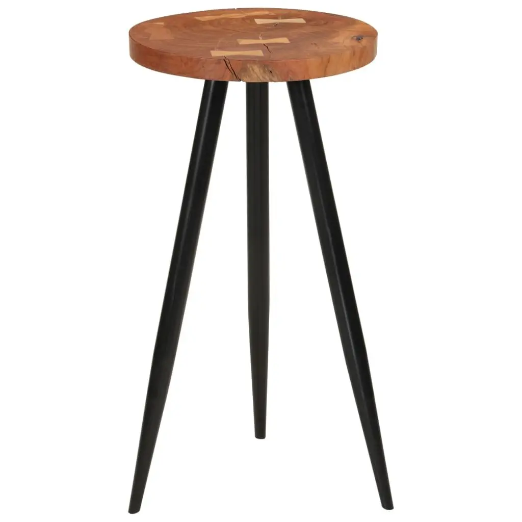 Log Bar Table Solid Wood Acacia Round Dining Kitchen Industrial Style Iron Legs