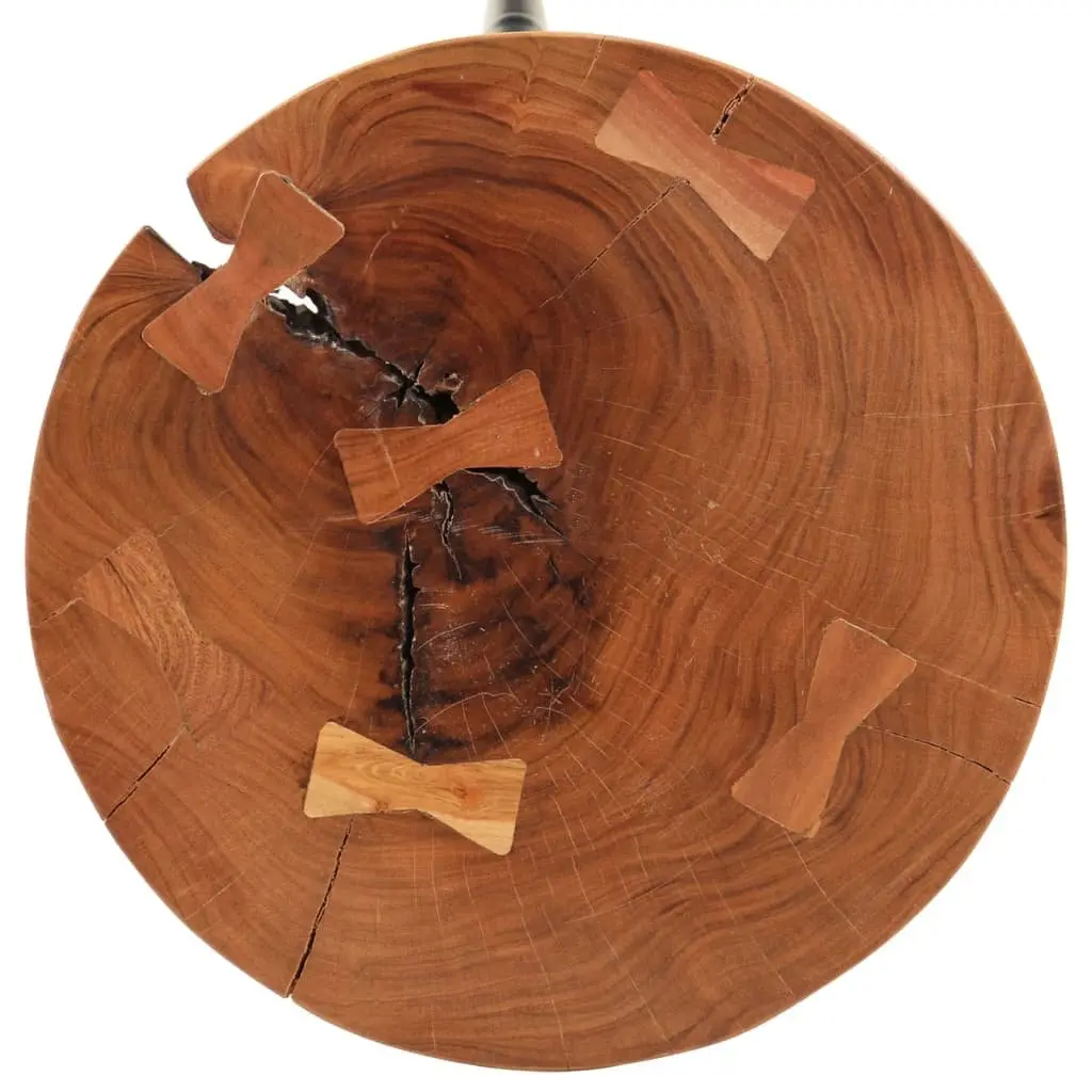 Log Bar Table Solid Wood Acacia Round Dining Kitchen Industrial Style Iron Legs