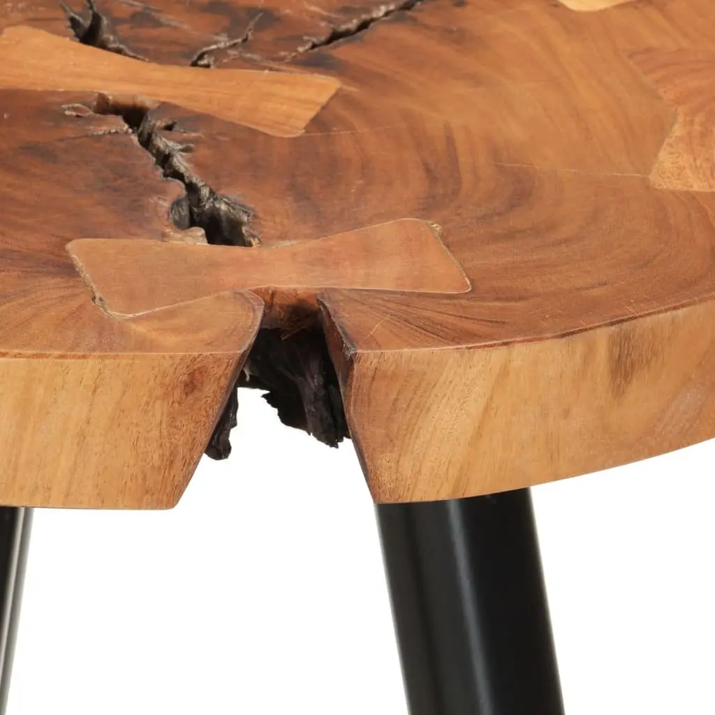Log Bar Table Solid Wood Acacia Round Dining Kitchen Industrial Style Iron Legs