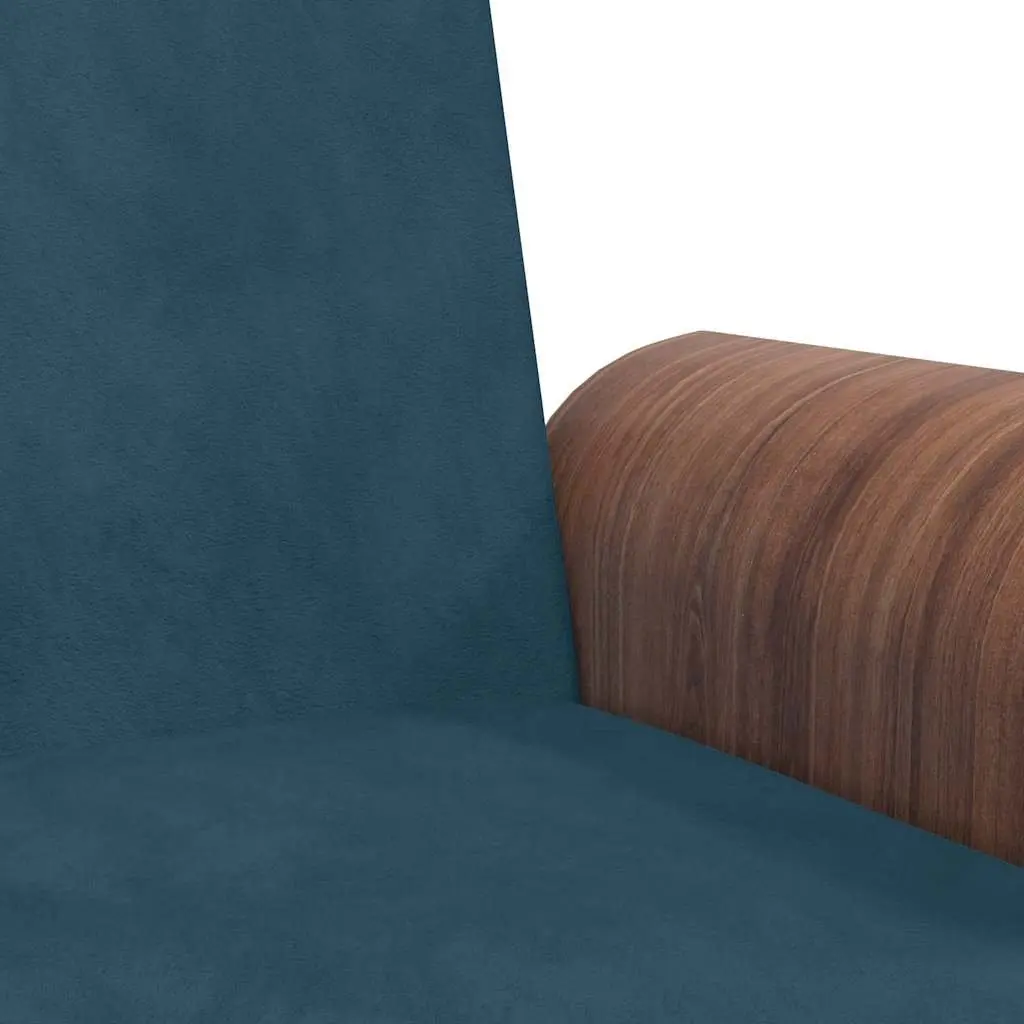 Sofa Bed Blue Velvet with Adjustable Backrest Foldable Tea Table USB Ports and Cup Holders