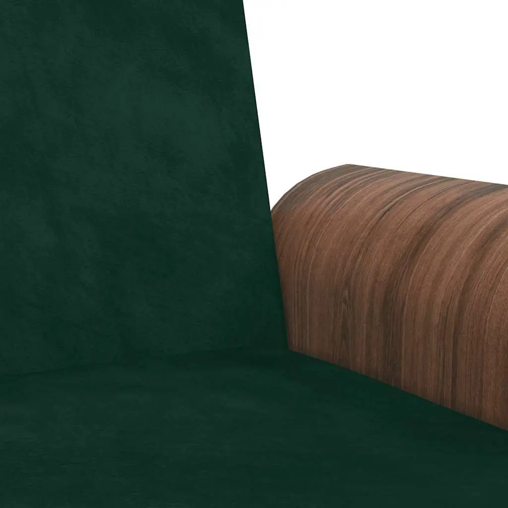 Sofa Bed Velvet Green Adjustable Backrest Foldable Tea Table with Cup Holders and USB Ports