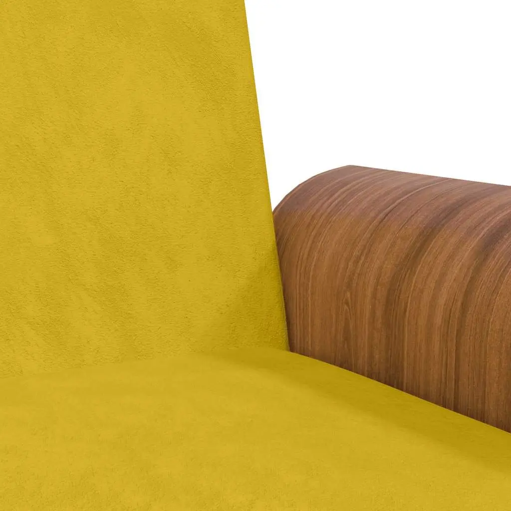 Yellow Velvet Sofa Bed with Adjustable Backrest Cup Holders Foldable Tea Table