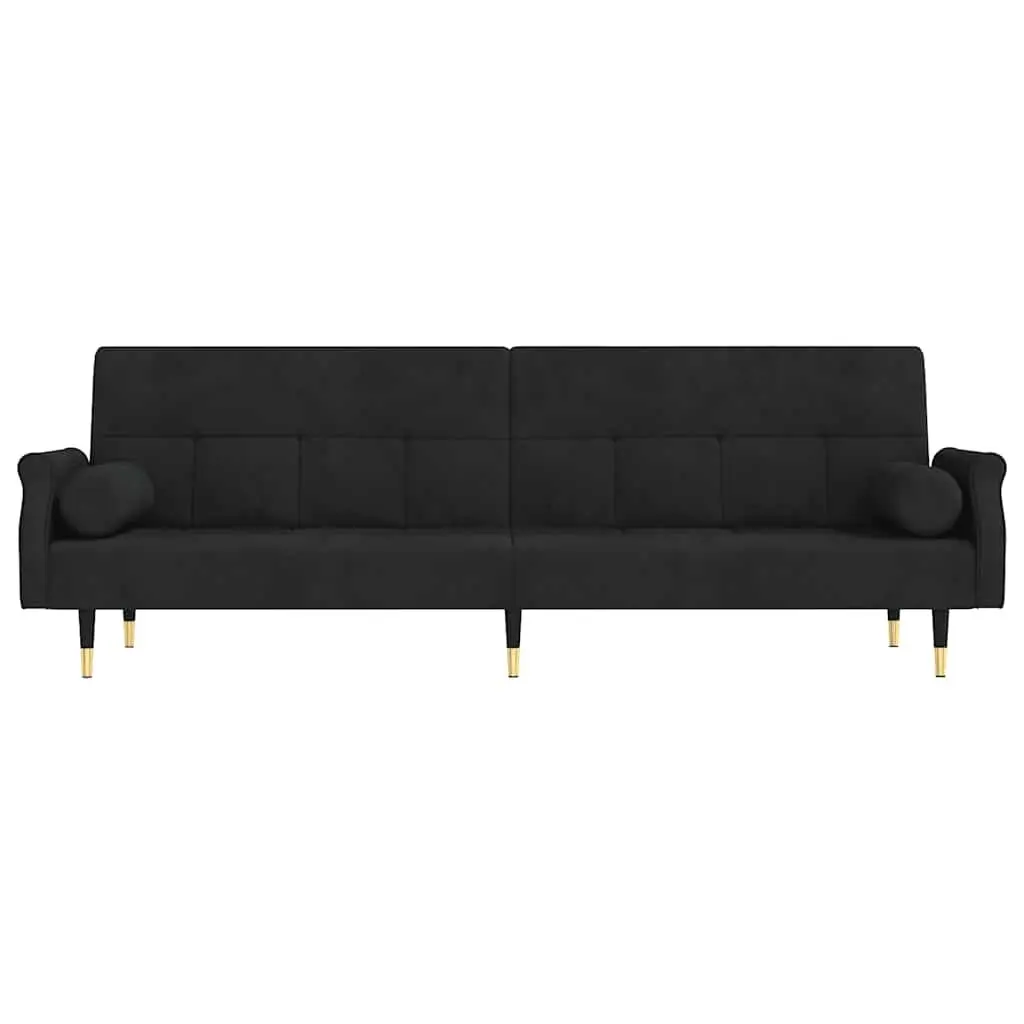 Sofa Bed Velvet Black Adjustable Backrest Couch